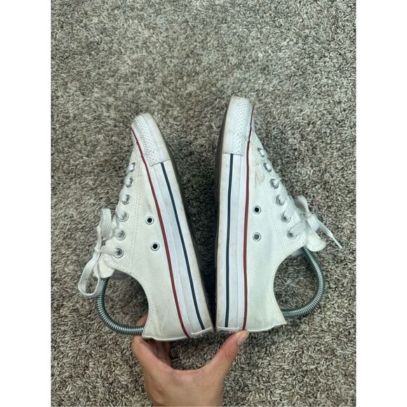 converse low top sneakers white canvas lace up shoes women’s size 7 - Picture 6 of 11